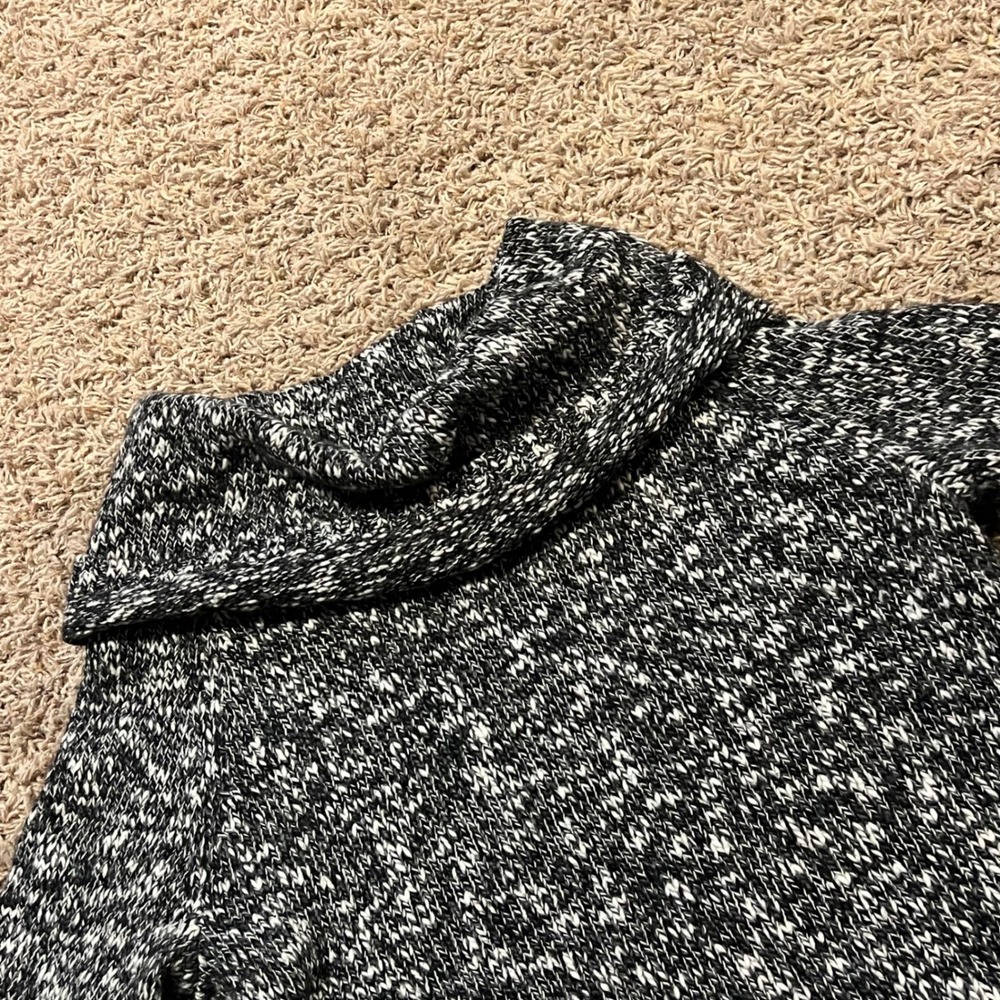Banana Republic Cowl Neck Sweater Black White Marled Chunky‎ Knit Wool Blend M